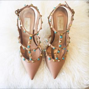 Valentino Garvani rockstud Turquoise heels